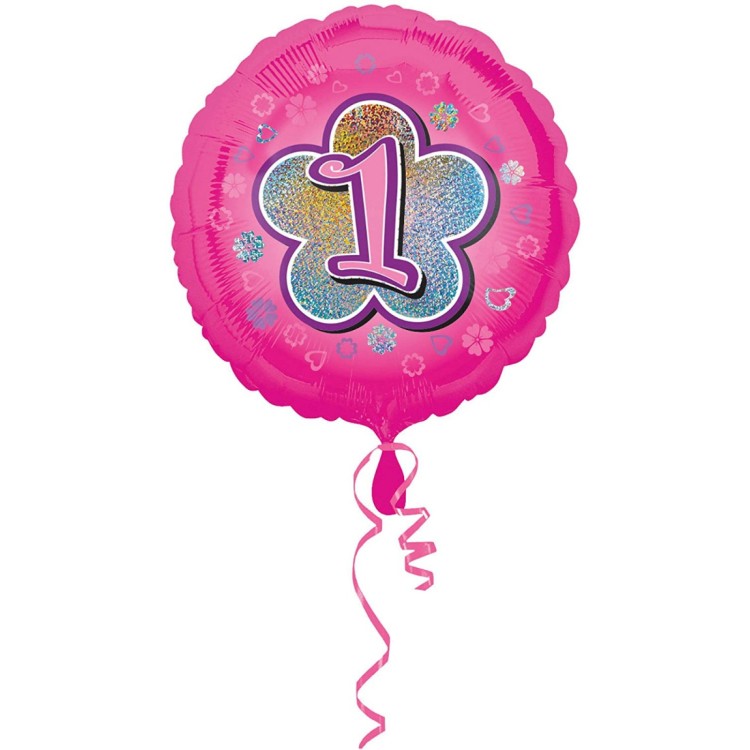 Anagram Age 1 Pink Foil Helium Balloon