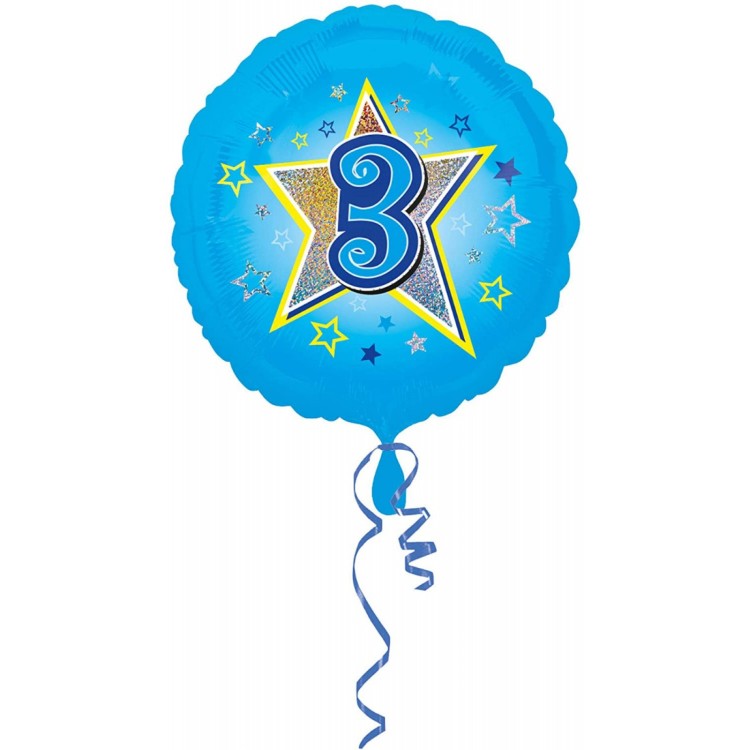 Anagram Age 3 Blue Foil Helium Balloon