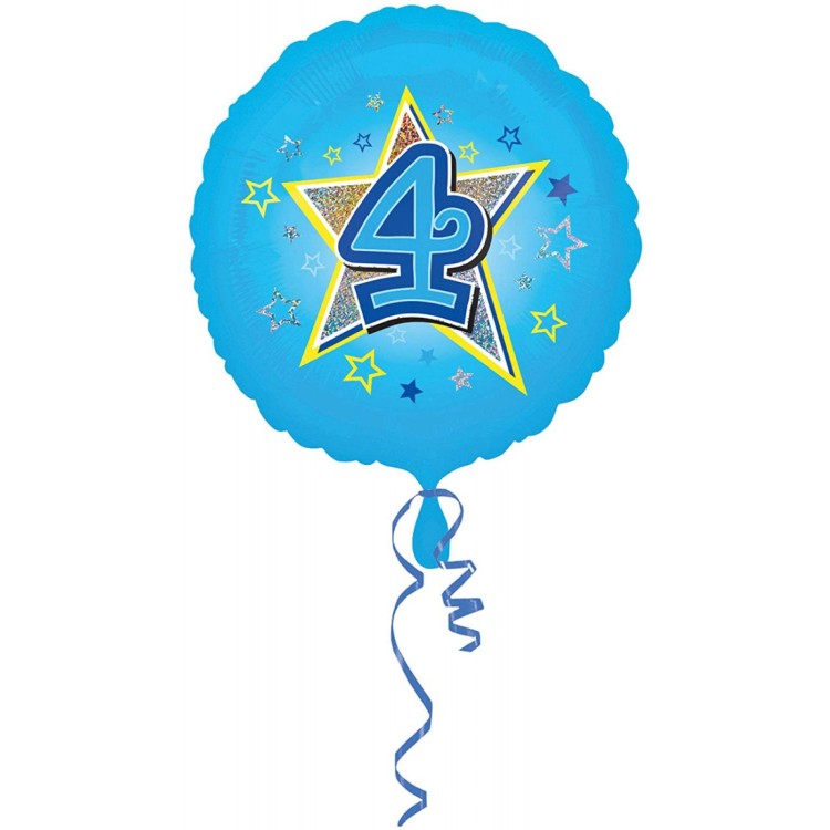 Anagram Age 4 Blue Foil Helium Balloon