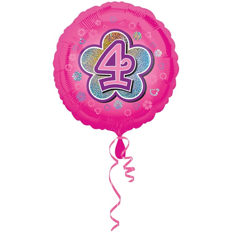 Anagram Age 4 Pink Foil Helium Balloon
