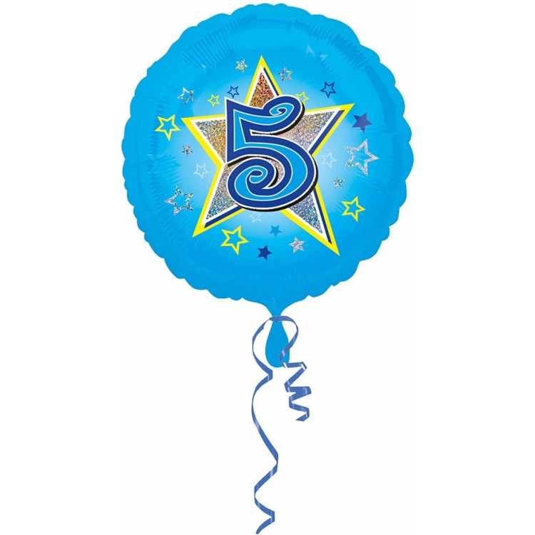 Anagram Age 5 Blue Foil Helium Balloon