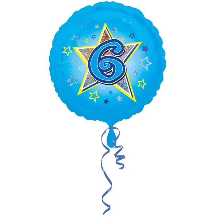 Anagram Age 6 Blue Foil Helium Balloon