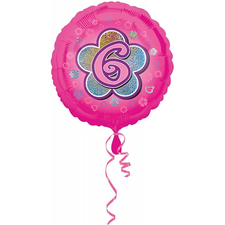 Anagram Age 6 Pink Foil Helium Balloon