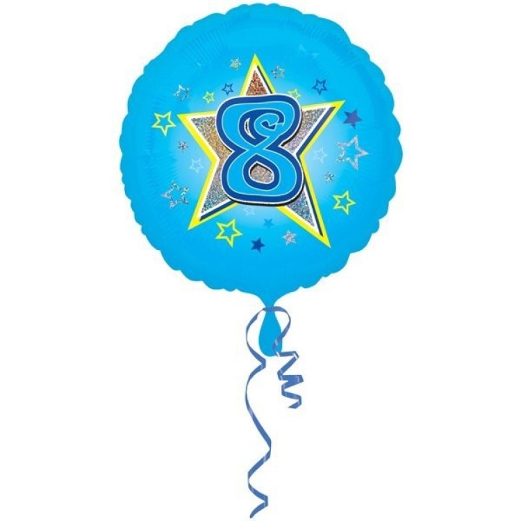 Anagram Age 8 Blue Foil Helium Balloon