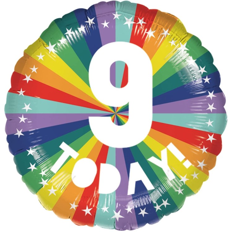Anagram Age 9 Multicolour Foil Helium Balloon