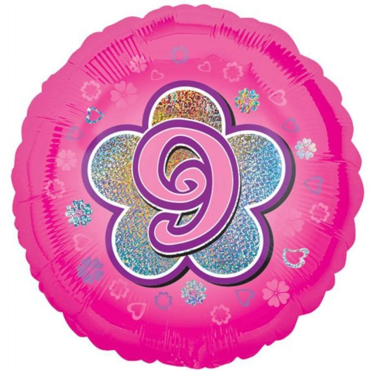 Anagram Age 9 Pink Foil Helium Balloon