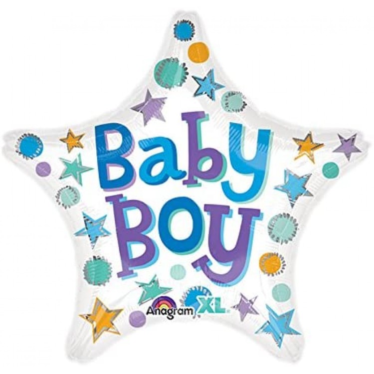 Anagram Baby Boy Star Shaped Foil Helium Balloon