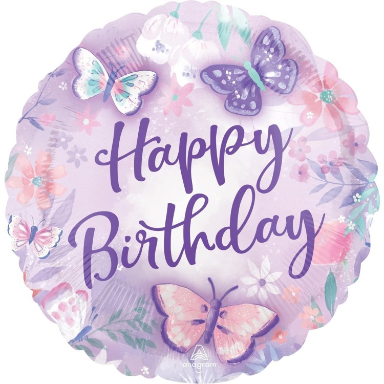 Anagram Butterflies Happy Birthday Foil Helium Balloon