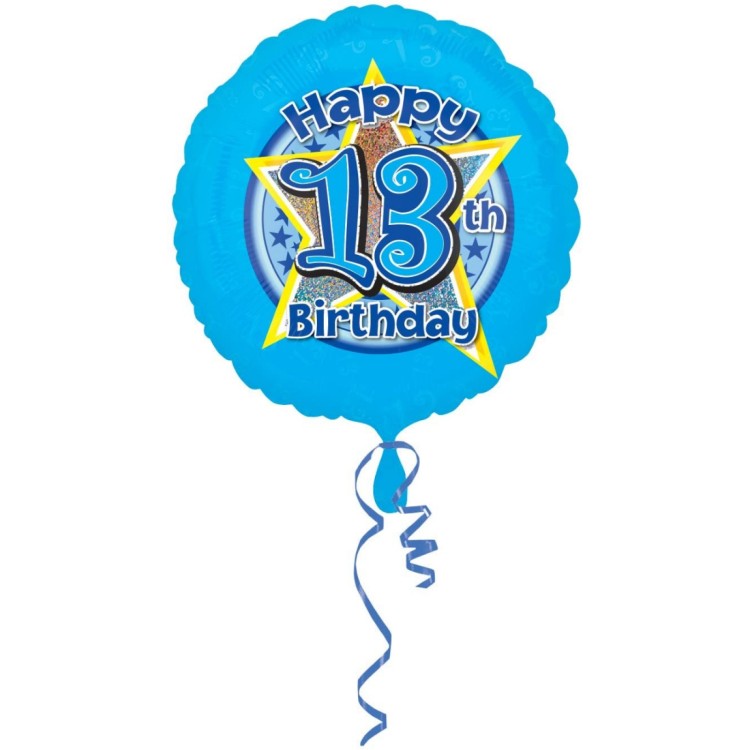 Anagram Happy 13th Birthday Blue Foil Helium Balloon