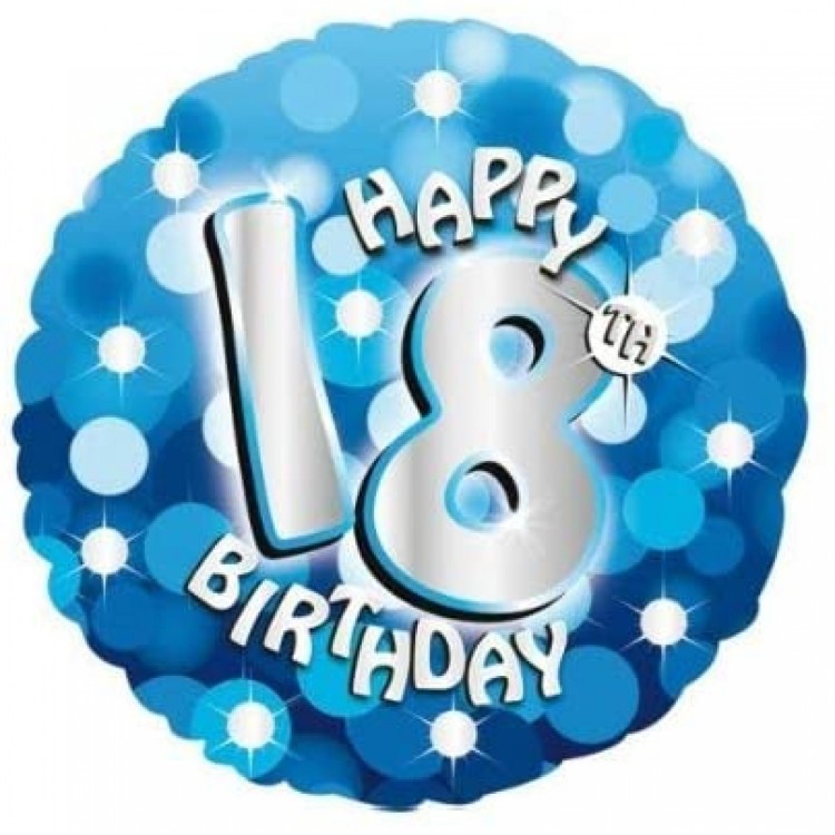 Anagram Happy 18th Birthday Blue Foil Helium Balloon
