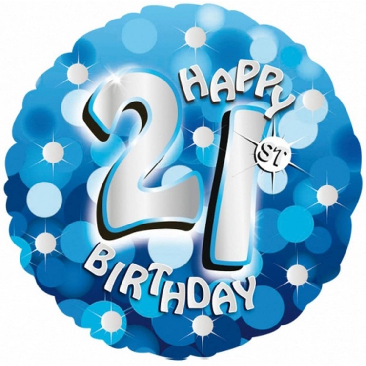 Anagram Happy 21st Birthday Blue Foil Helium Balloon