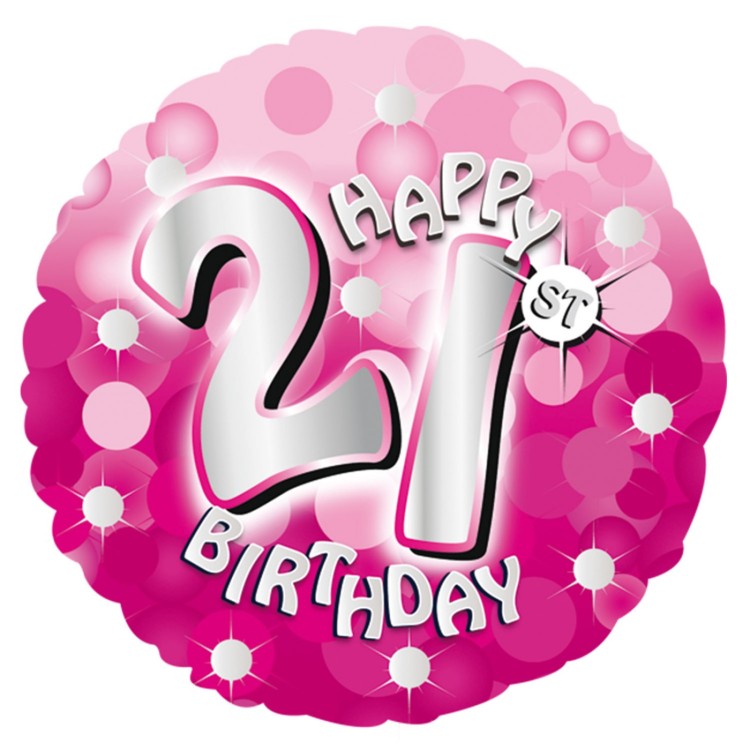 Anagram Happy 21st Birthday Pink Foil Helium Balloon