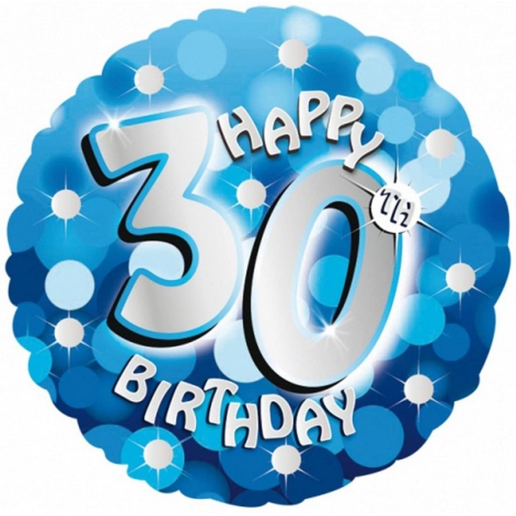 Anagram Happy 30th Birthday Blue Foil Helium Balloon