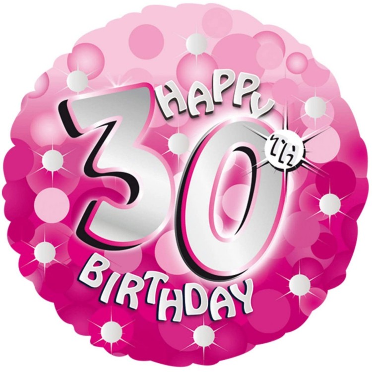 Anagram Happy 30th Birthday Pink Foil Helium Balloon