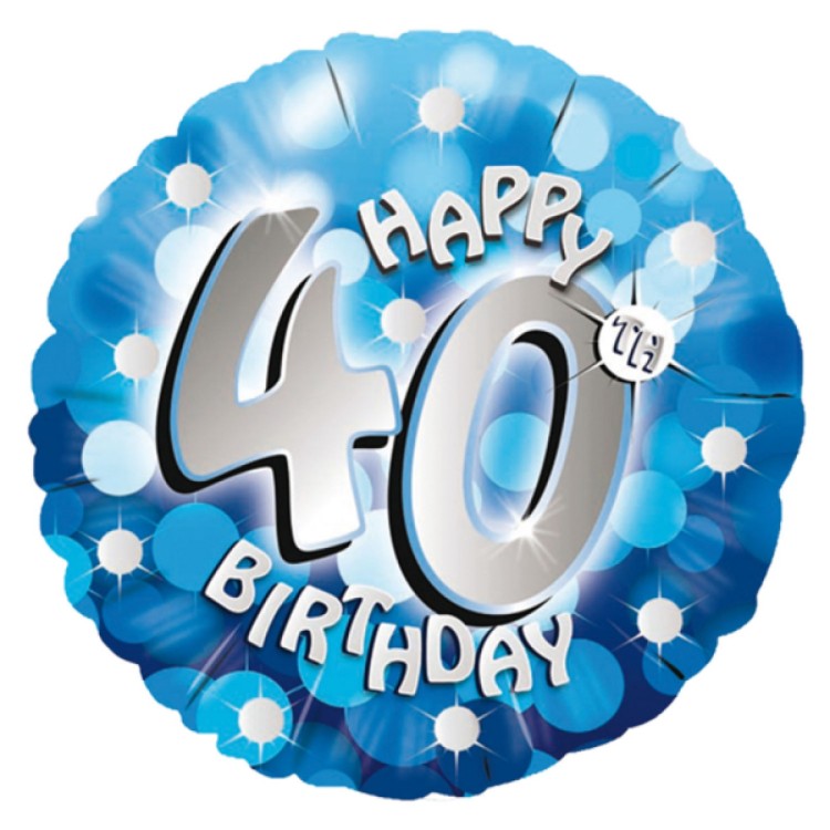 Anagram Happy 40th Birthday Blue Foil Helium Balloon
