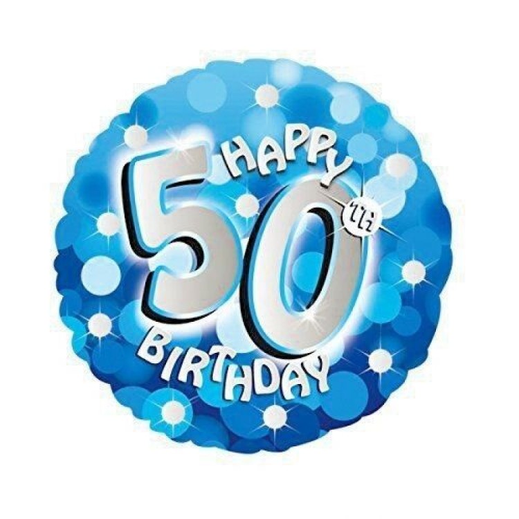 Anagram Happy 50th Birthday Blue Foil Helium Balloon