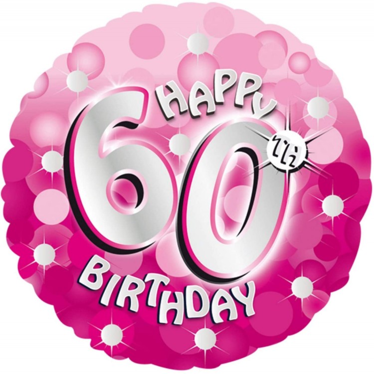 Anagram Happy 60th Birthday Pink Foil Helium Balloon - Plaza Toymaster