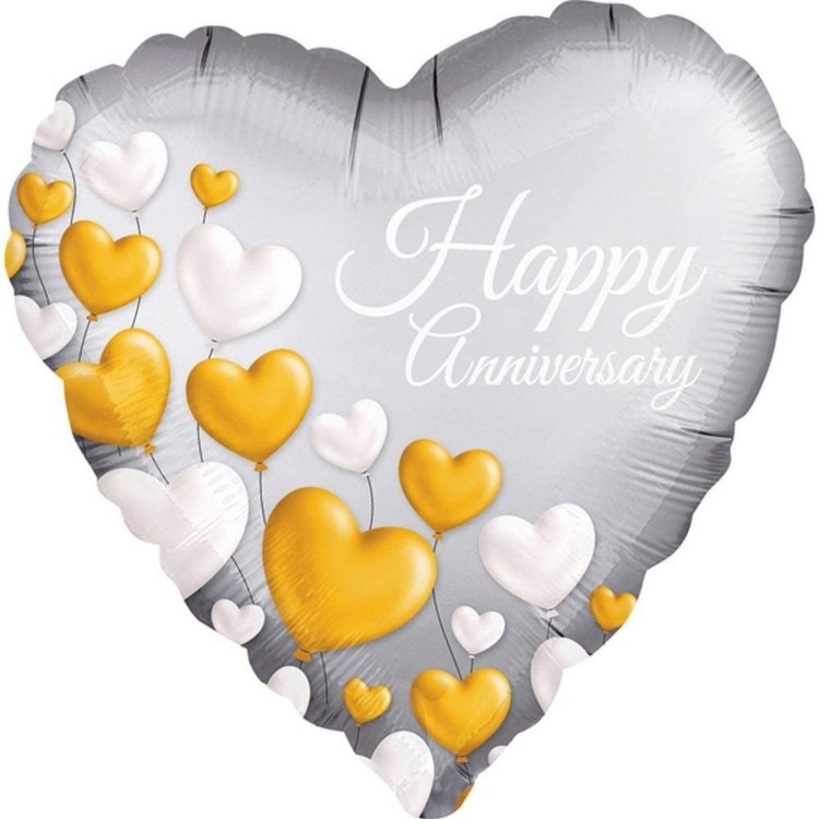 Anagram Happy Anniversary Heart Shaped Foil Helium Balloon