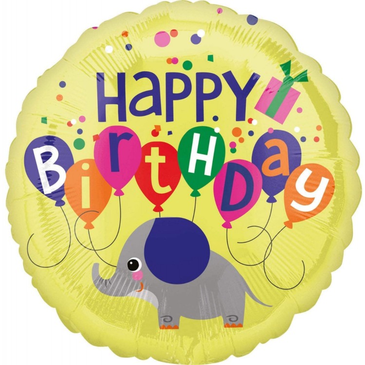 Anagram Happy Birthday Elephant Foil Helium Balloon