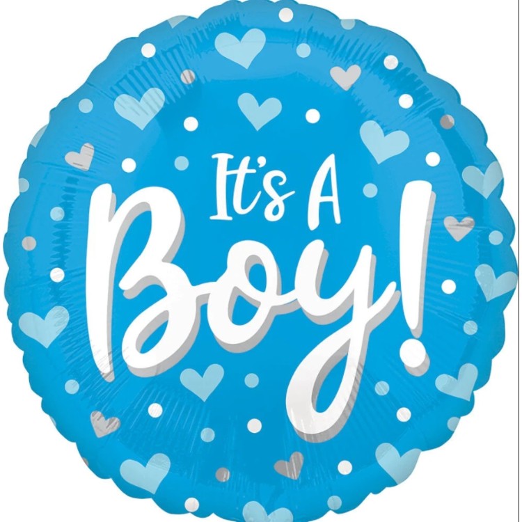 Anagram It's a Boy! Hearts & Dots Microfoil Helium Balloon