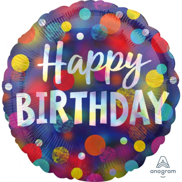 Anagram Happy Birthday Party Dots Foil Helium Balloon