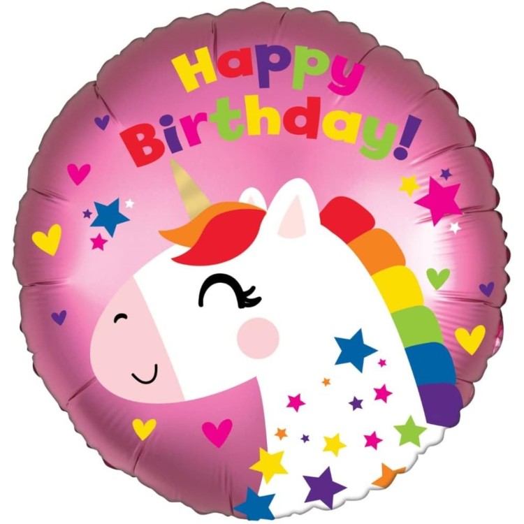 Anagram Satin Happy Birthday Unicorn Foil Helium Balloon