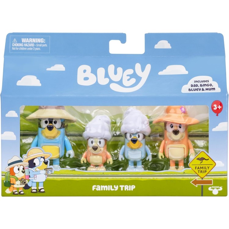 Bluey Figure 4 Pack - Family Trip