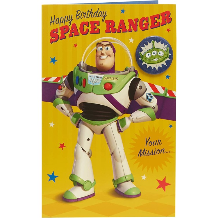 Buzz Lightyear Birthday Card With Badge