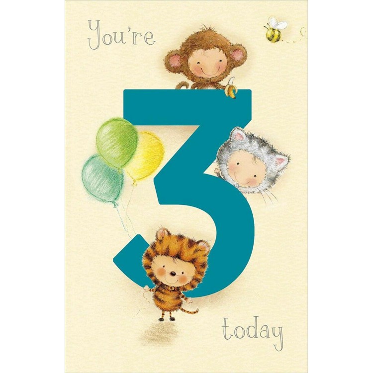 Cheeky Monkey Age 3 Birthday Card