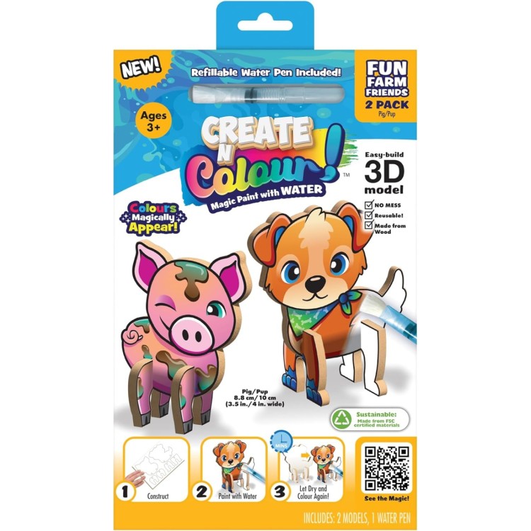 Create N Colour Take Along Fun Farm Friends - Pig & Pup