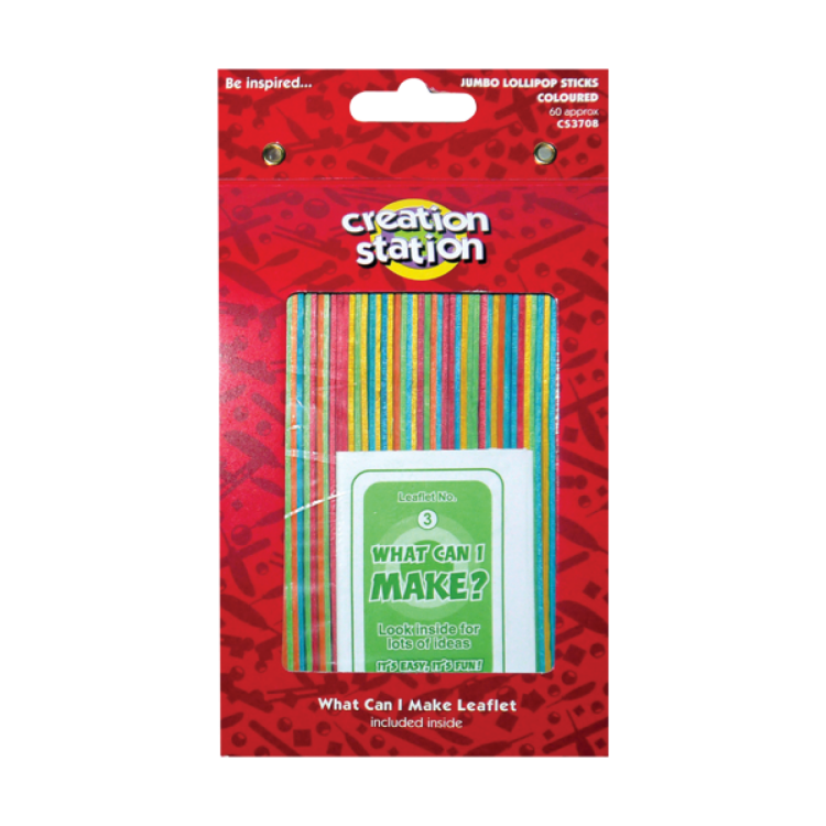 Creation Station Jumbo Lollipop Sticks (Coloured)