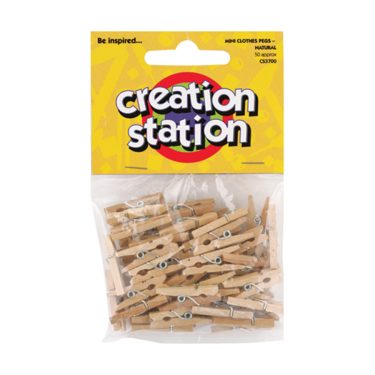 Creation Station Mini Clothes Pegs (Natural)