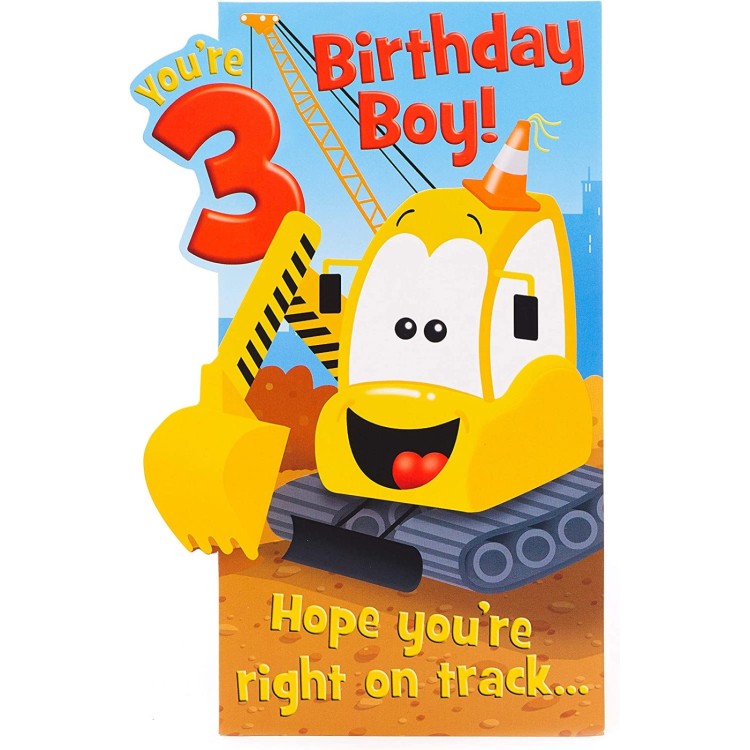Digger Age 3 Birthday Card