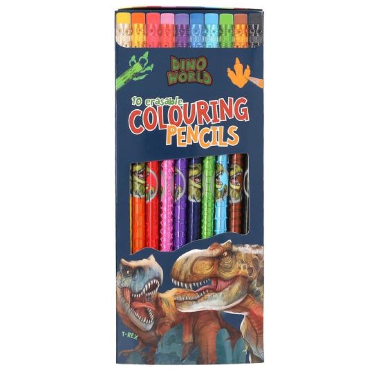 Dino World 10 Erasable Colouring Pencils