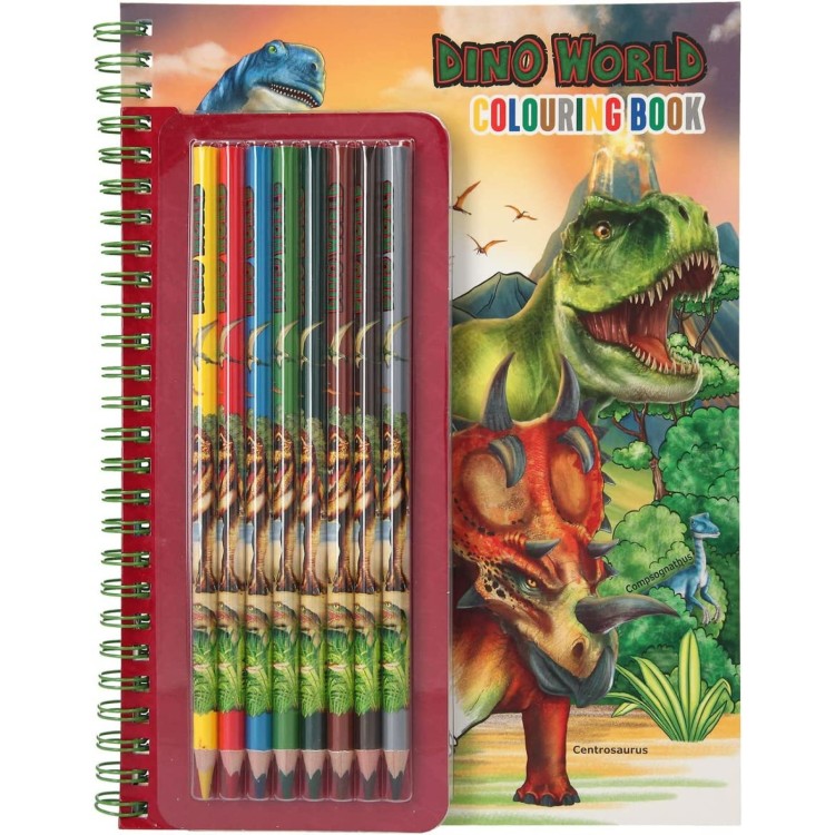 Dino World Colouring Book with 8 Pencils