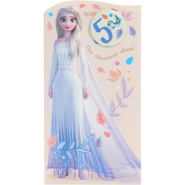 Disney Frozen Age 5 Birthday Card with Badge