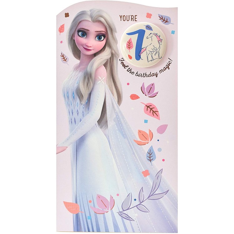 Disney Frozen Elsa Age 7 Card With Badge