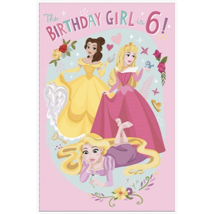 Disney Princess Age 6 Birthday Card