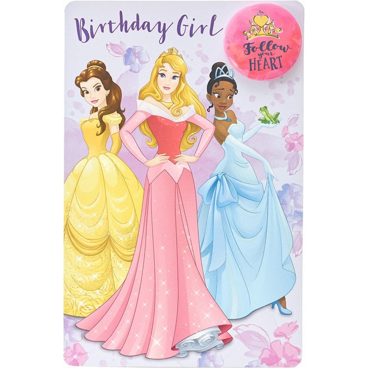 Disney Princess Birthday Girl Card With Badge