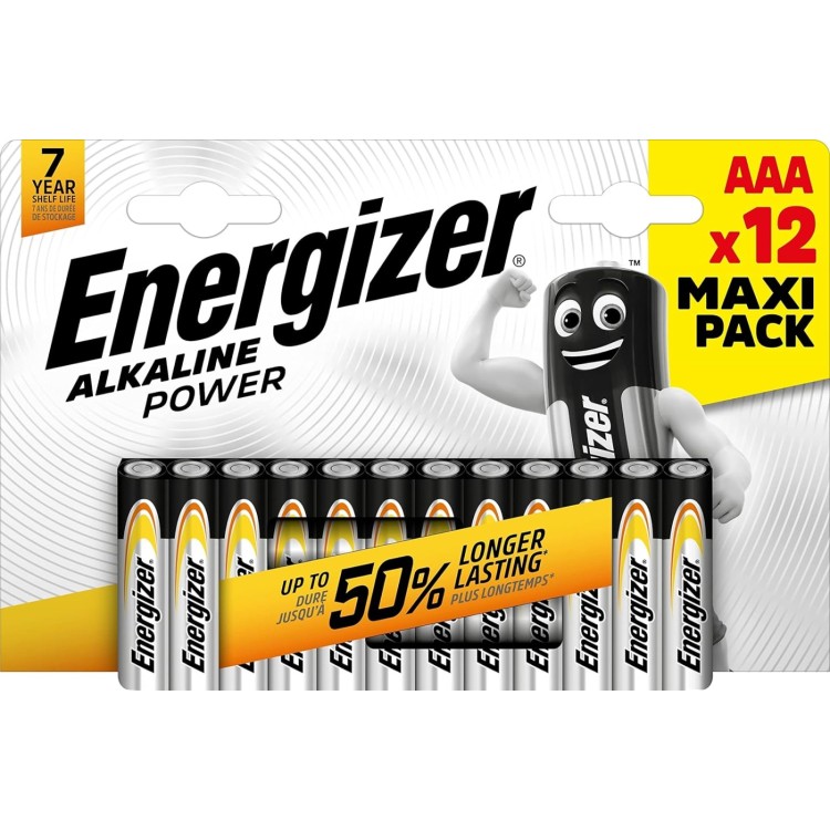 Energizer Alkaline Power AAA Battery Maxi 12 Pack