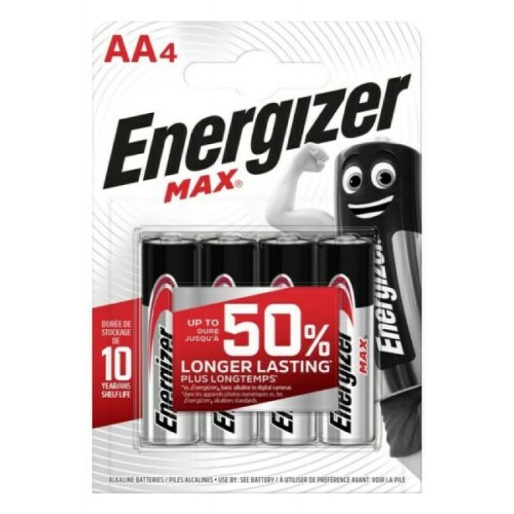 Energizer Max AA (LR6) Battery 4 Pack