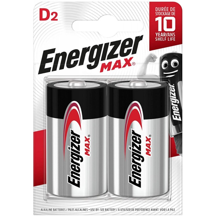 Energizer Max D (LR20) Batteries 2 Pack