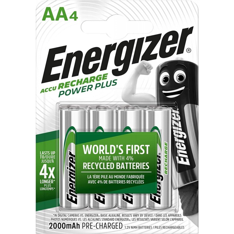 Energizer Rechargeable Power Plus AA Battery 4 Pack