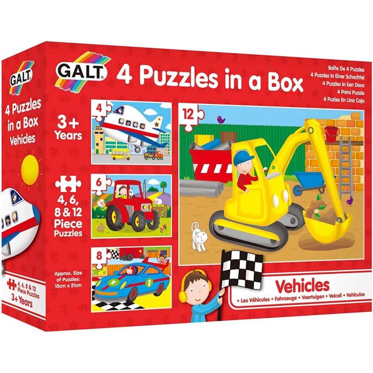 Galt 4 Puzzles in a Box - Vehicles