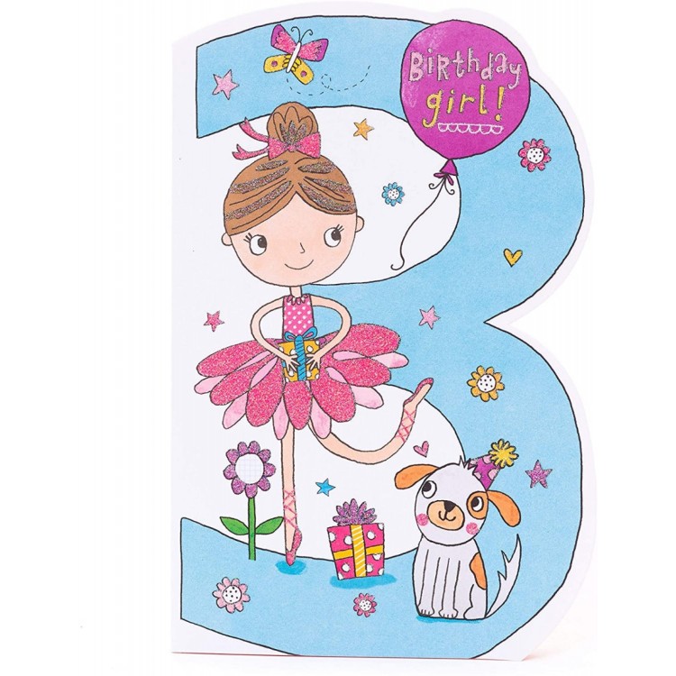 Birthday Girl Age 3 Card
