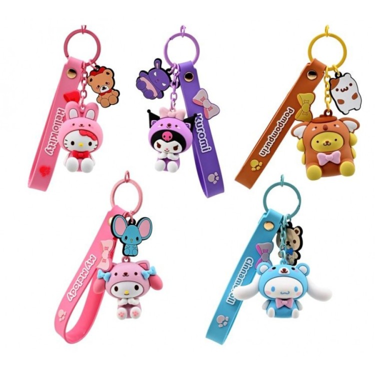 Hello Kitty Animal Series Keychain with Hand Strap