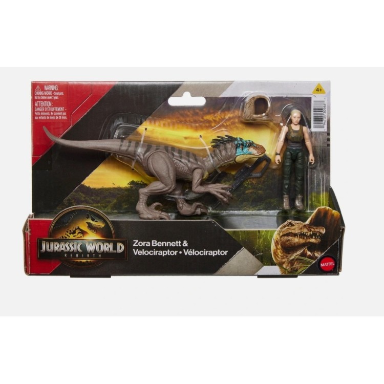 Jurassic World Rebirth Zora Bennett & Velociraptor