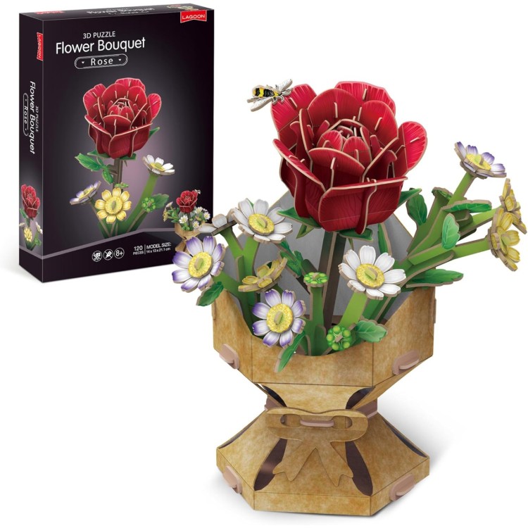 Lagoon Flower Bouquet 3D Puzzle - Rose