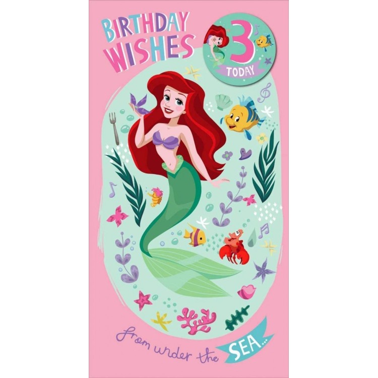 Disney Ariel Age 3 Card With Badge