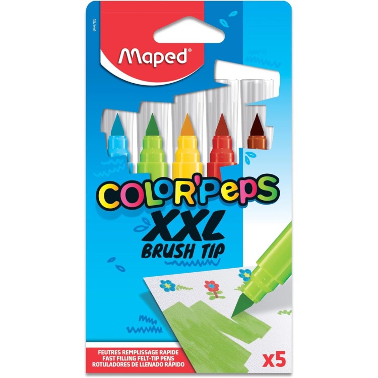 Maped ColorPeps XXL Brush Tip Felt Pen 5 Pack